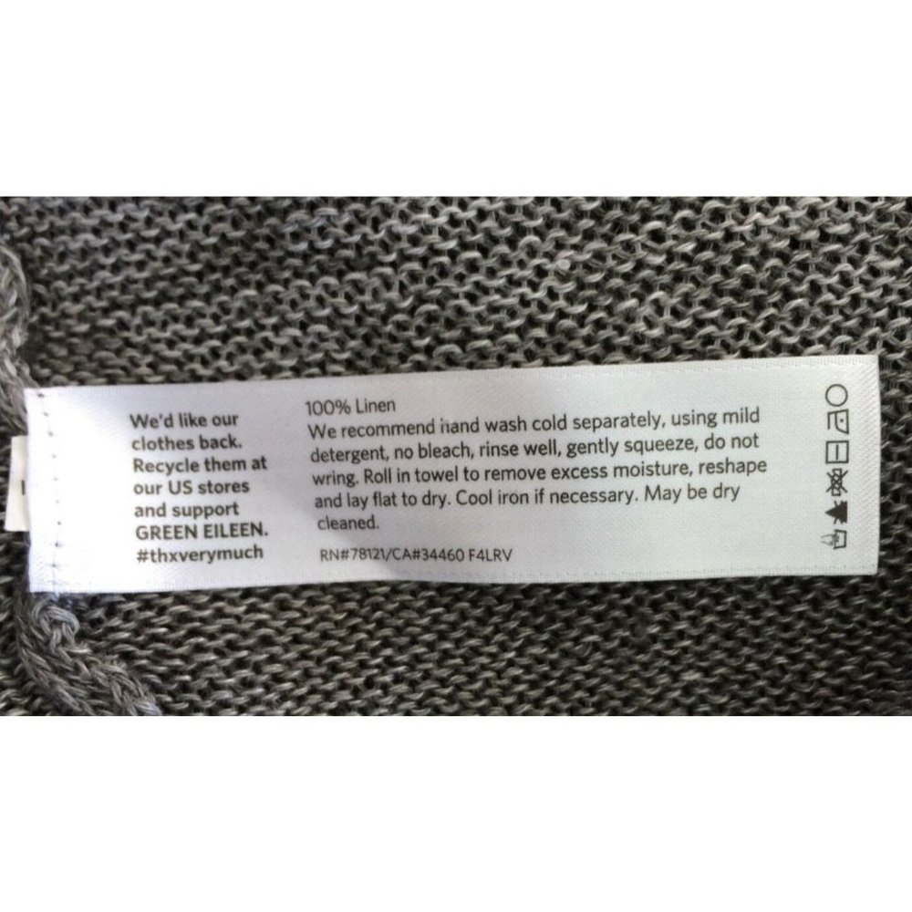 Eileen Fisher Women's Sweater Gray Striped Long Sleeve 100% Linen Scoop Neck M - Picture 12 of 12